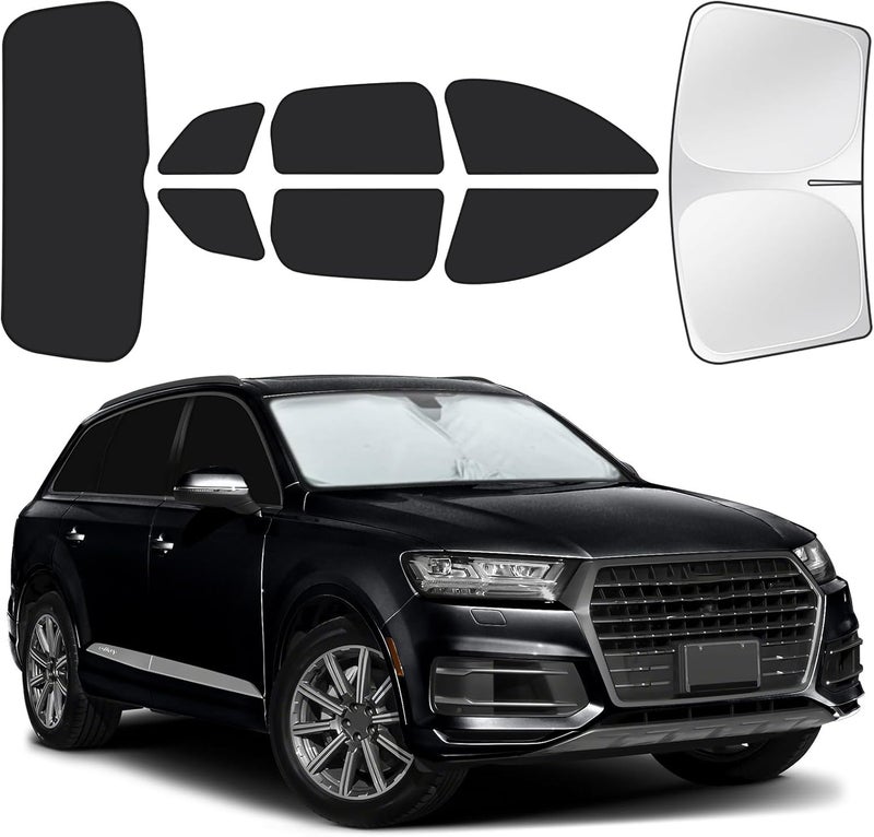 JASVIC for Audi Q7 2016-2019 Car Window Shades, 8pcs Privacy Sun Shade Set for Front Windshield Side and Rear Windows, Full Window Covers Keeps Vehicle Cool for Camping Napping - Image 1